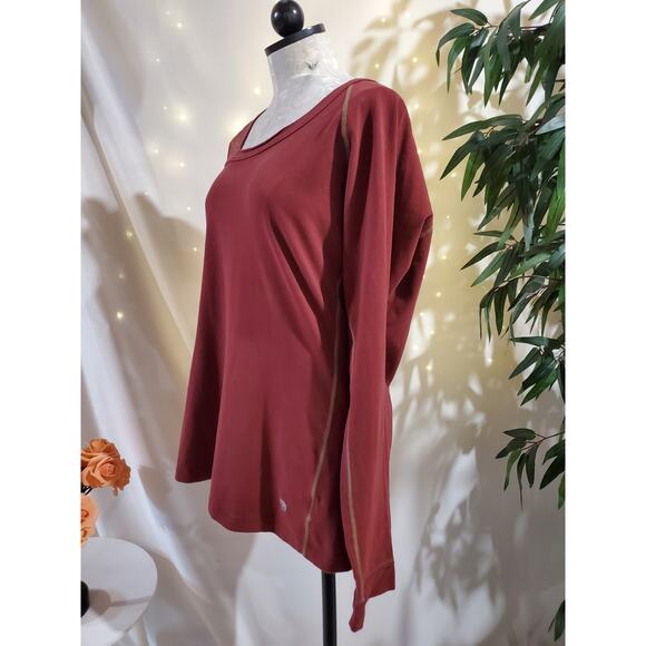 Mountain Hardwear Womens Organic Cotton Long Sleeve Top Size XL Thumbholes Red - Picture 4 of 12